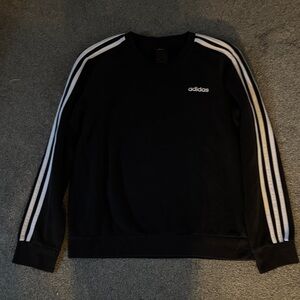 Adidas Kids Crewneck Sweater in Black with White Accents